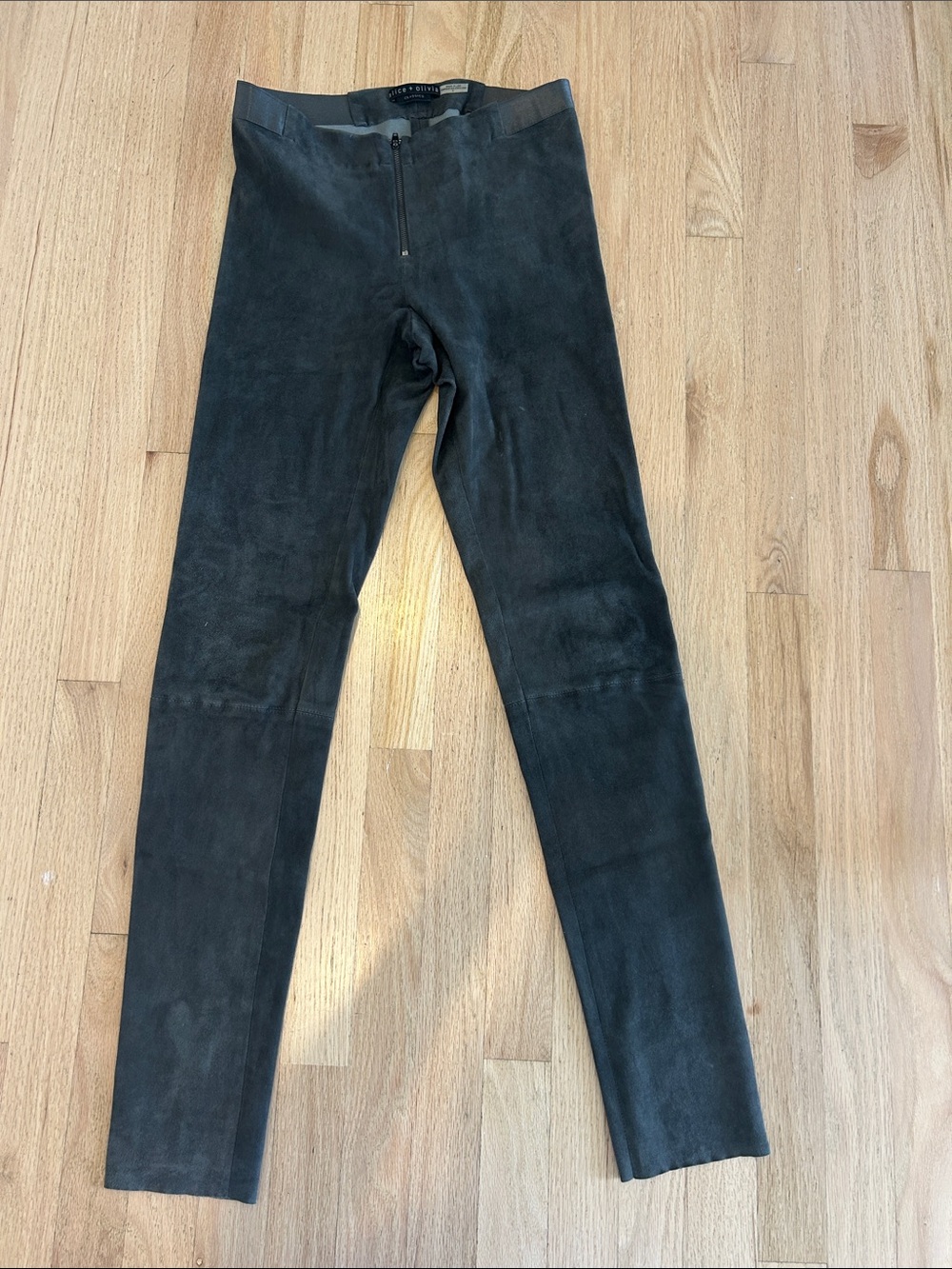 Alice + Olivia Charcoal Gray Suede High Waist Leggings